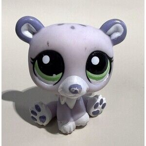 Littlest Pet Shop LPS #1681 Polar Bear Purple White Green Dot Eyes Authentic